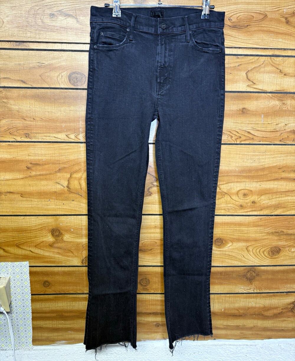 MOTHER The Runaway Not Guilty Black Flared Jeans Sz 28 Mid Rise Stretch 1003-180